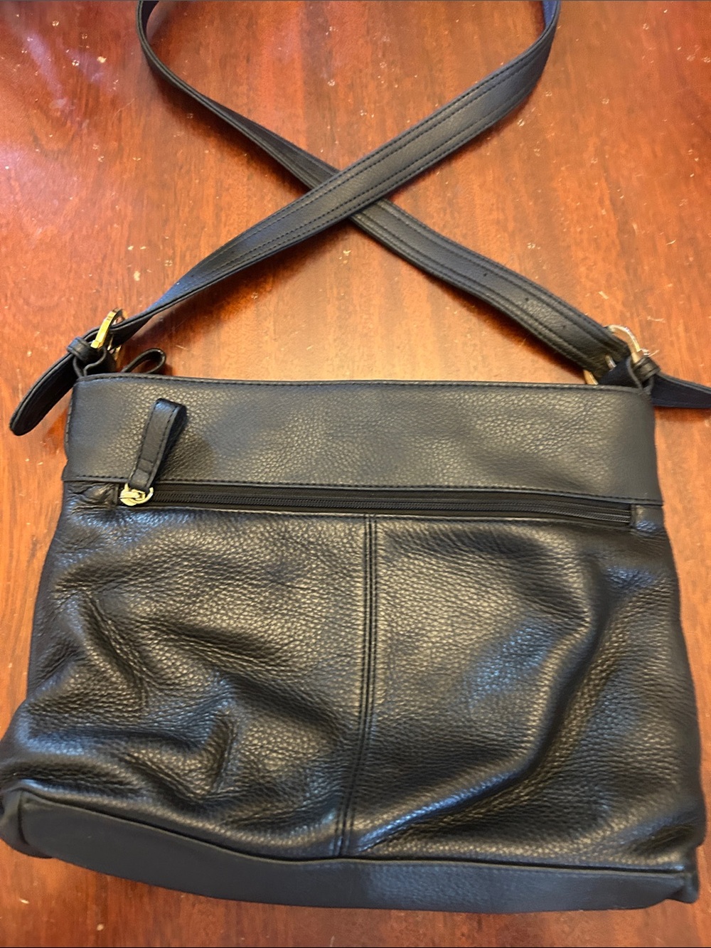 Stone & Co Classic Black Leather Crossbody Bag Gold Hardware EUC - Picture 5 of 11
